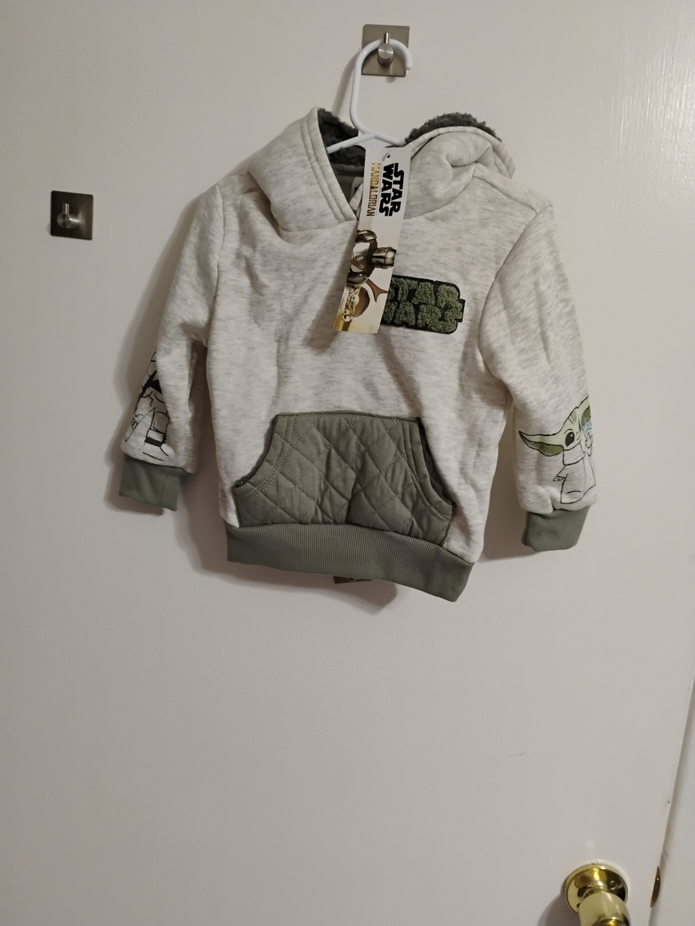 Star Wars The Child (Grogu) Hooded Pullover - Light Gray & Olive - Kids